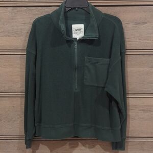 Aerie Women's Deep Green Half Zip Sweater
